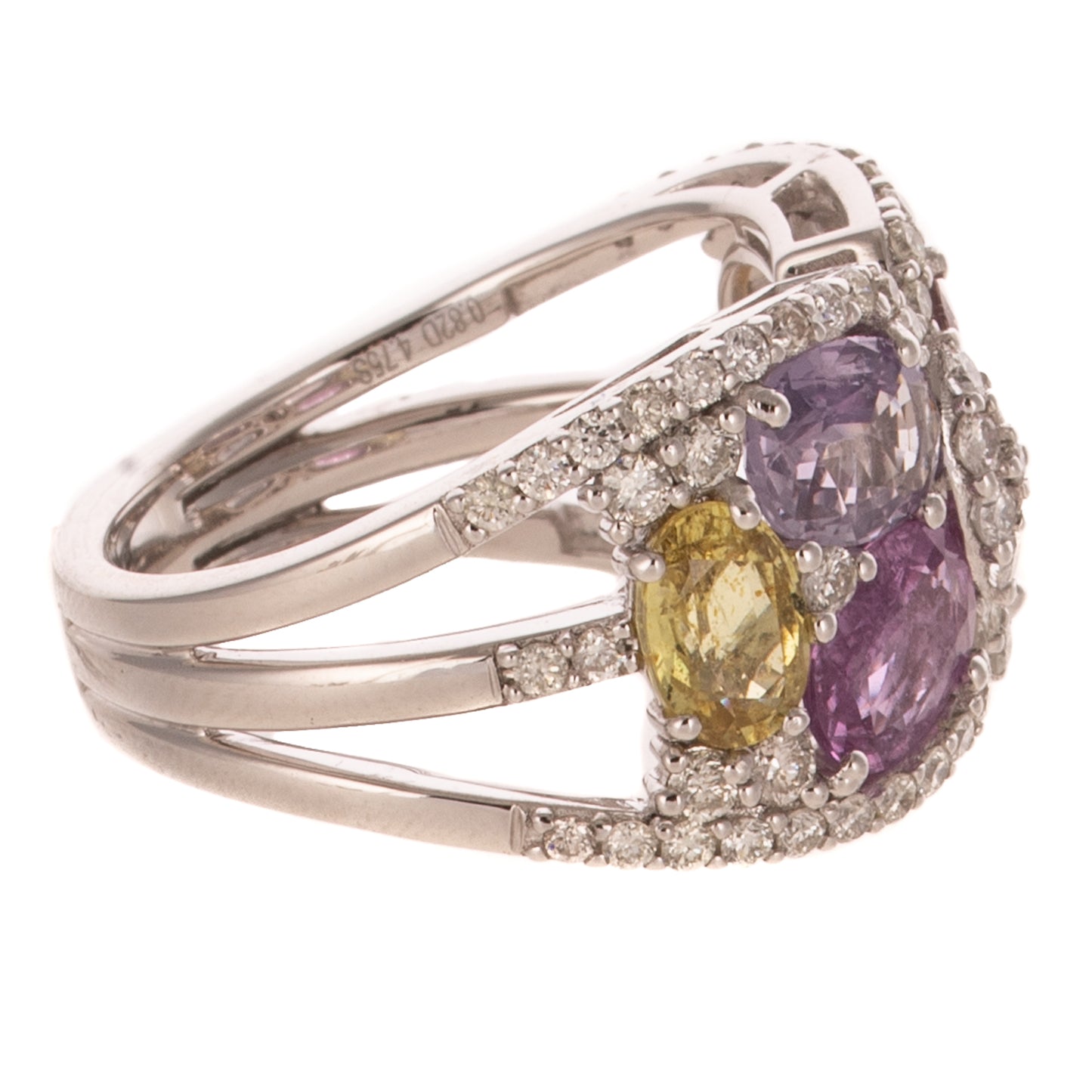 A Multi-Colored Unheated Sapphire Ring in Platinum