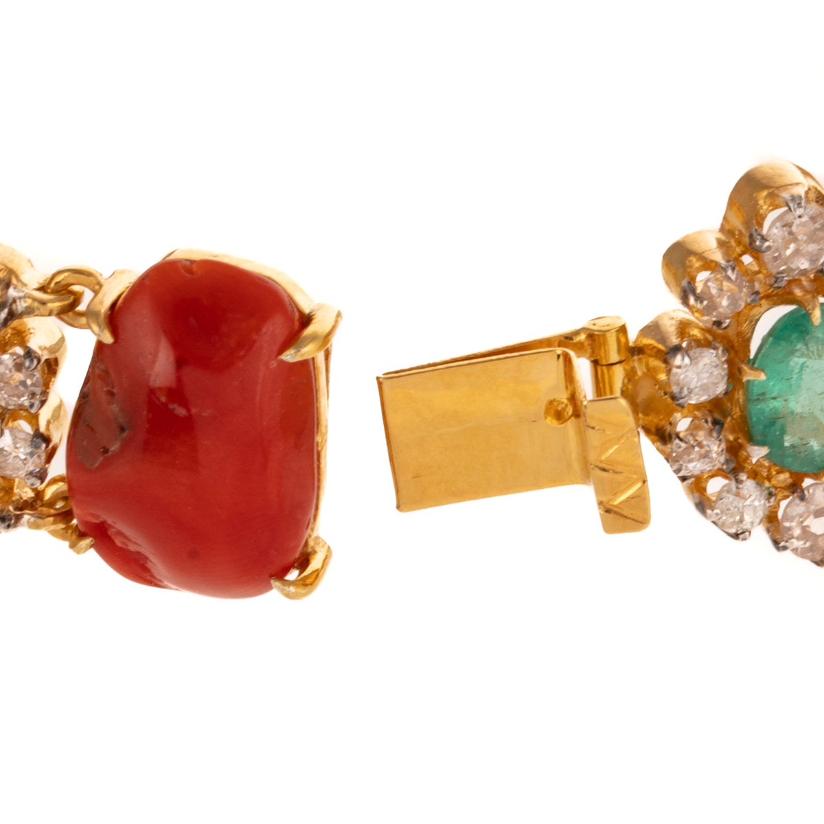 An Emerald, Diamond & Coral Bracelet