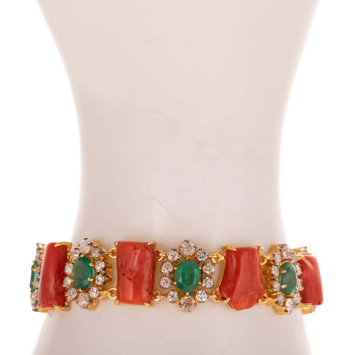 An Emerald, Diamond & Coral Bracelet
