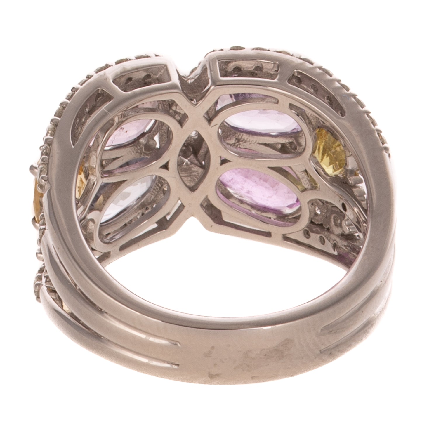 A Multi-Colored Unheated Sapphire Ring in Platinum