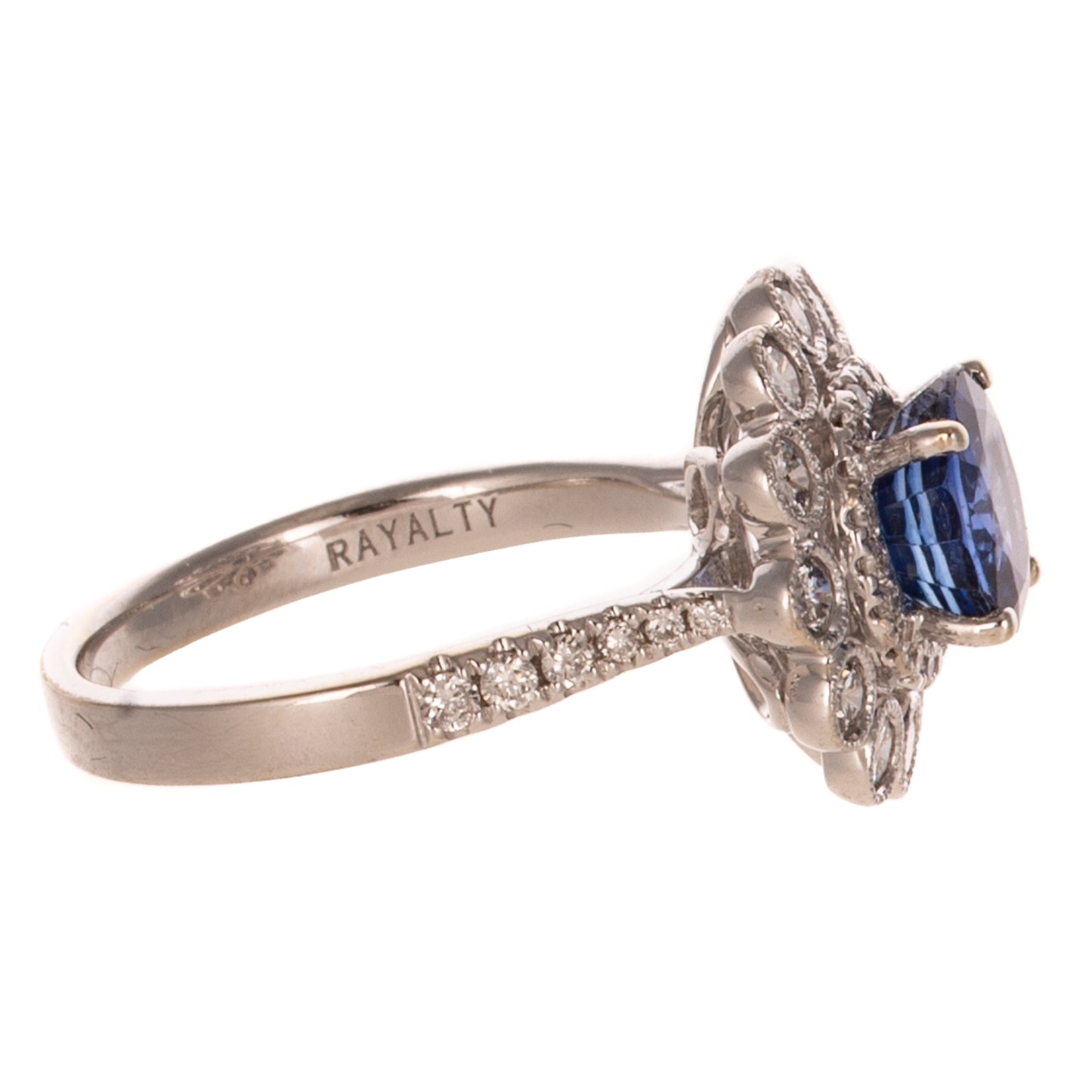 A Sapphire & Diamond Flower Ring in 18K