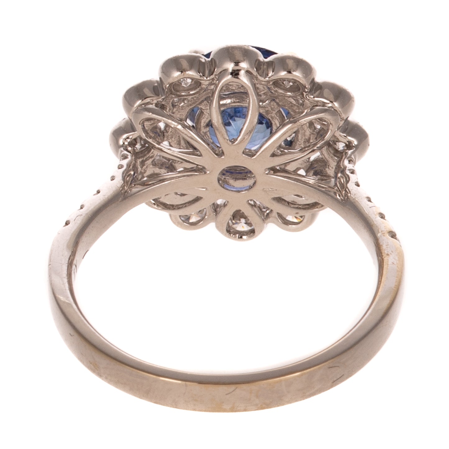 A Sapphire & Diamond Flower Ring in 18K