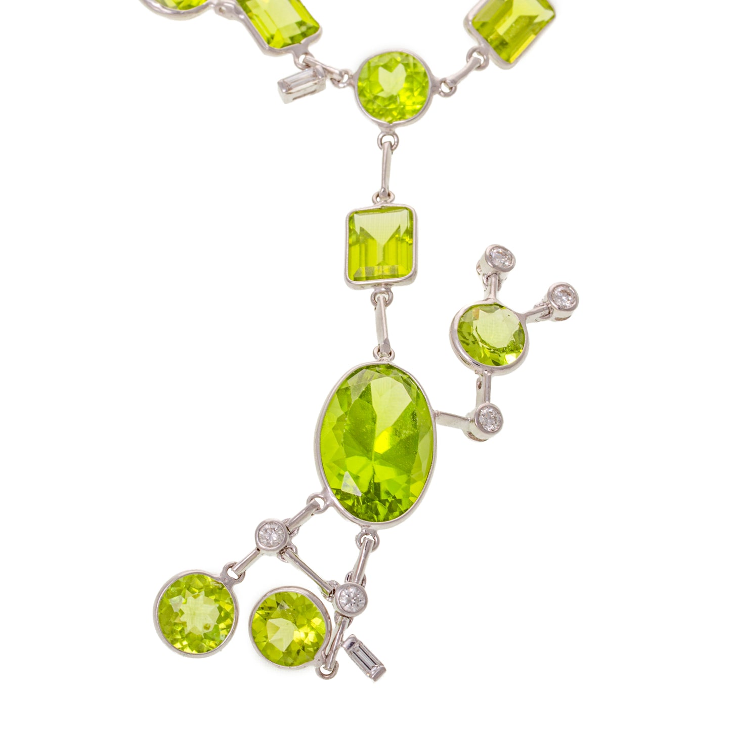 An Abstract Peridot & Diamond Set in 18K