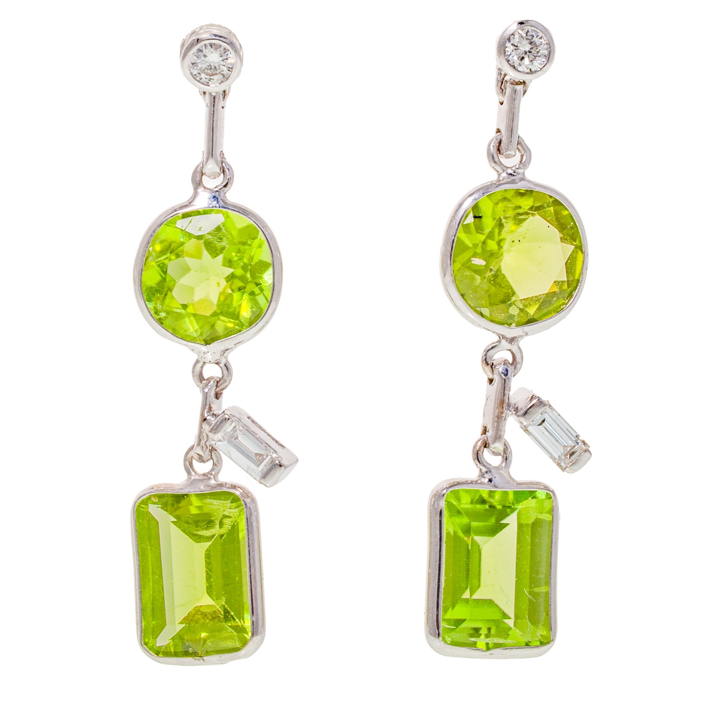 An Abstract Peridot & Diamond Set in 18K