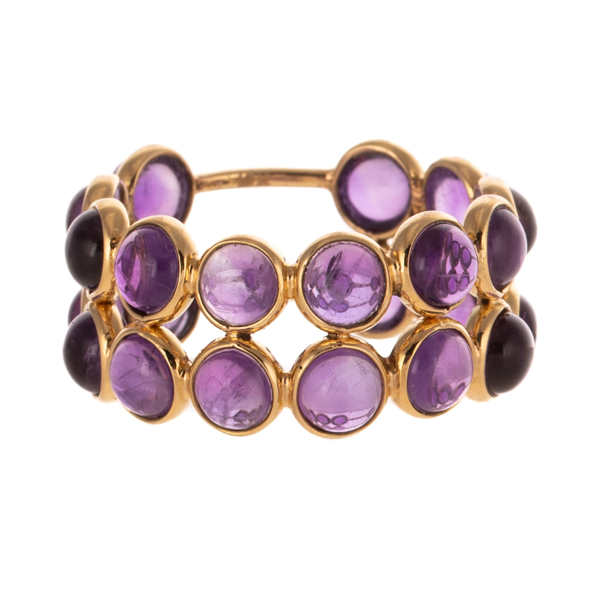 A Double Row Bezel Set Amethyst Band in 18K