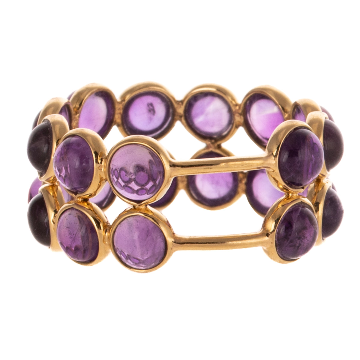 A Double Row Bezel Set Amethyst Band in 18K