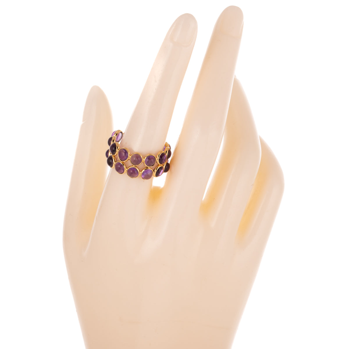 A Double Row Bezel Set Amethyst Band in 18K