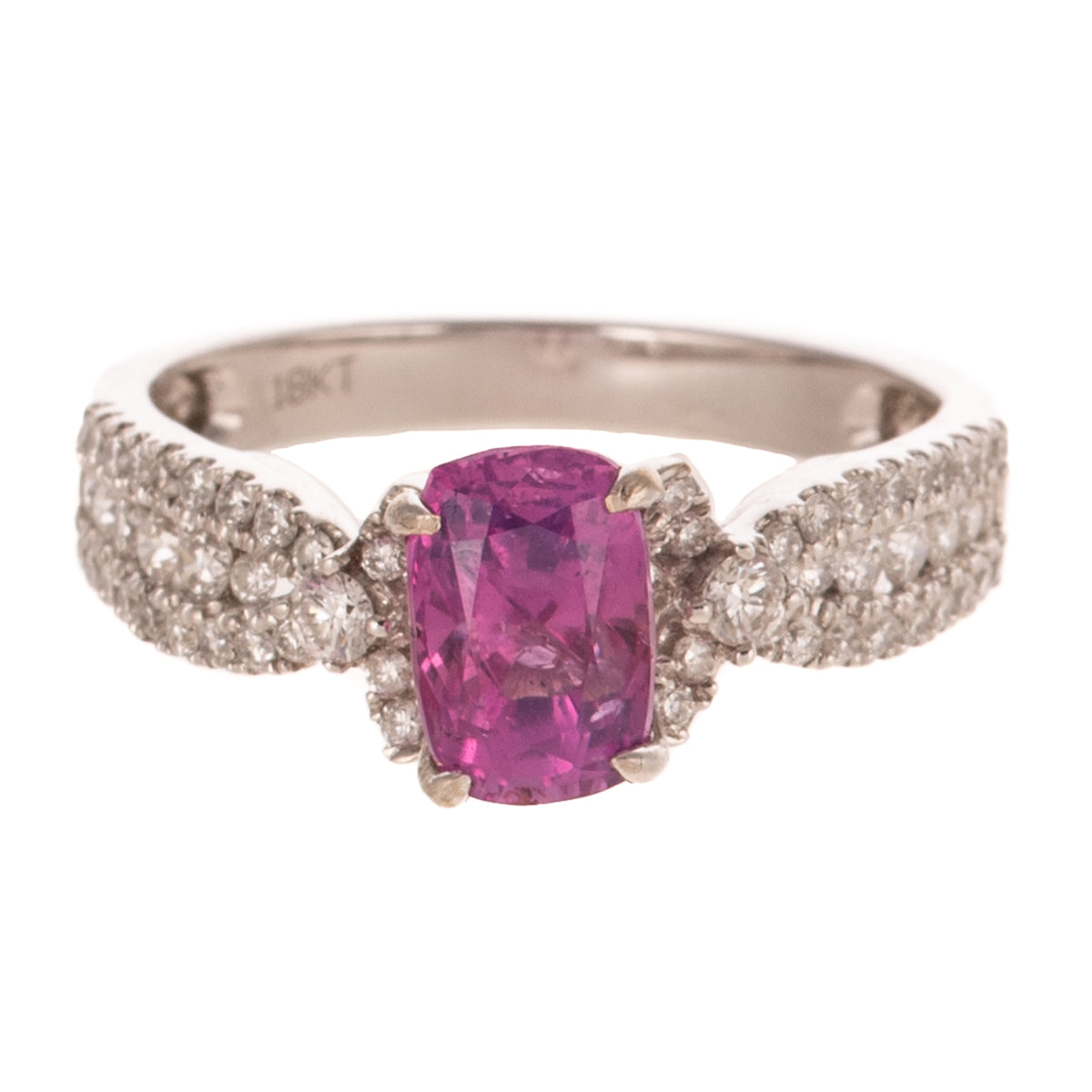 A Vivid Pink Sapphire & Diamond Ring in 18K