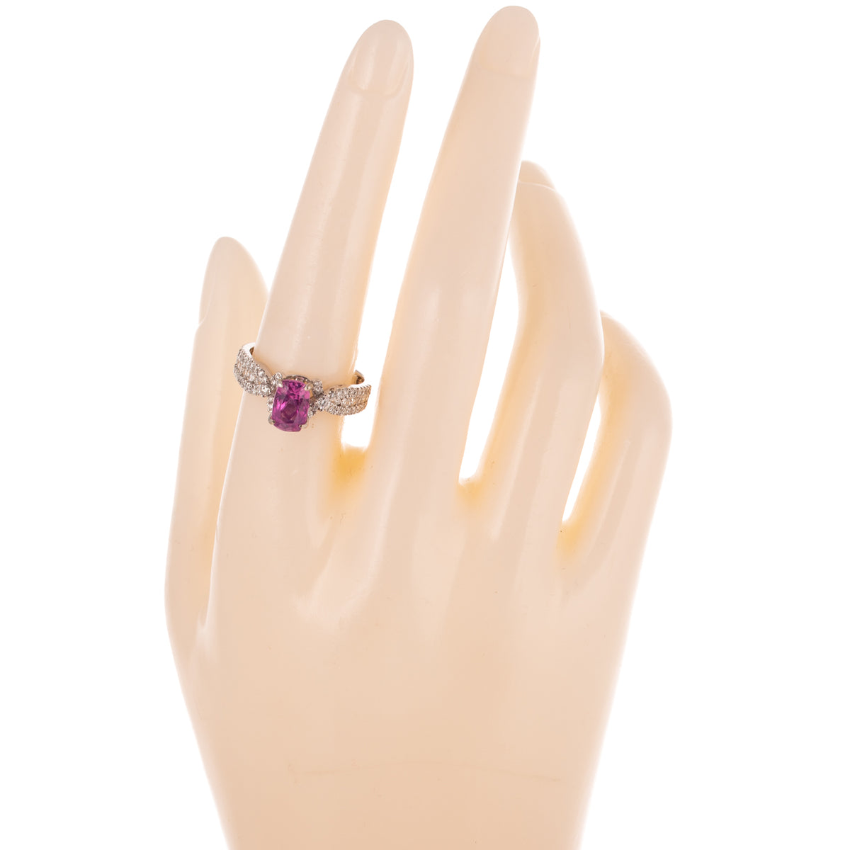 A Vivid Pink Sapphire & Diamond Ring in 18K